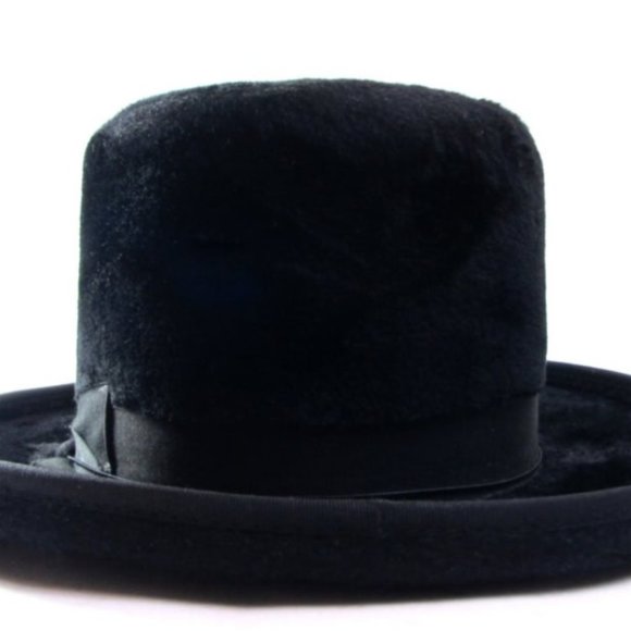 RABBIT FUR FELT HASSIDIC CHASIDKO SUPER BLACK HAT - Picture 1 of 3